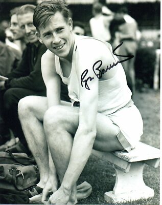 Original handsigniertes Roger Bannister 4 Minuten Meilenläufer Foto 10 x 8 Foto  