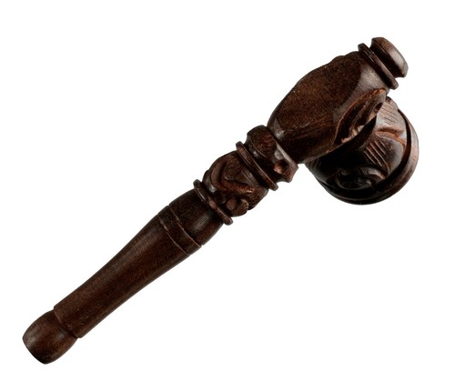 Pipa Indiana Intagliata In Legno 10.5 Cm - Oggetto Da Collezione India 26851 - Picture 4 of 6