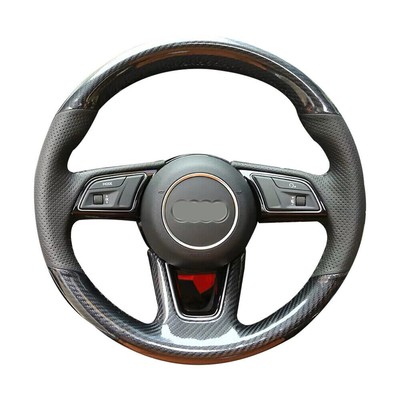 Carbon Fiber&Hole Leather Steering Wheel Hand Sewing Wrap Cover Fit For Audi A5