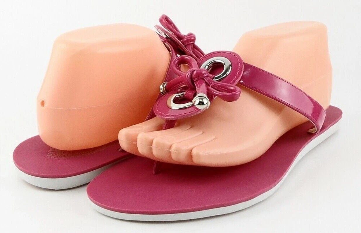 Sandali infradito firmati ELIE TAHARI JORDAN rosa pelle verniciata $98 7 EUR 37 5