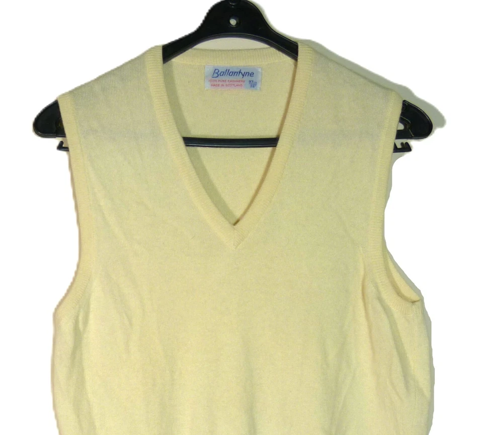 BALLANTYNE Kaschmir Weste Pullunder Damen Top gr. 38´´ / 97 cm Gelb Pullover - Bild 2 von 4