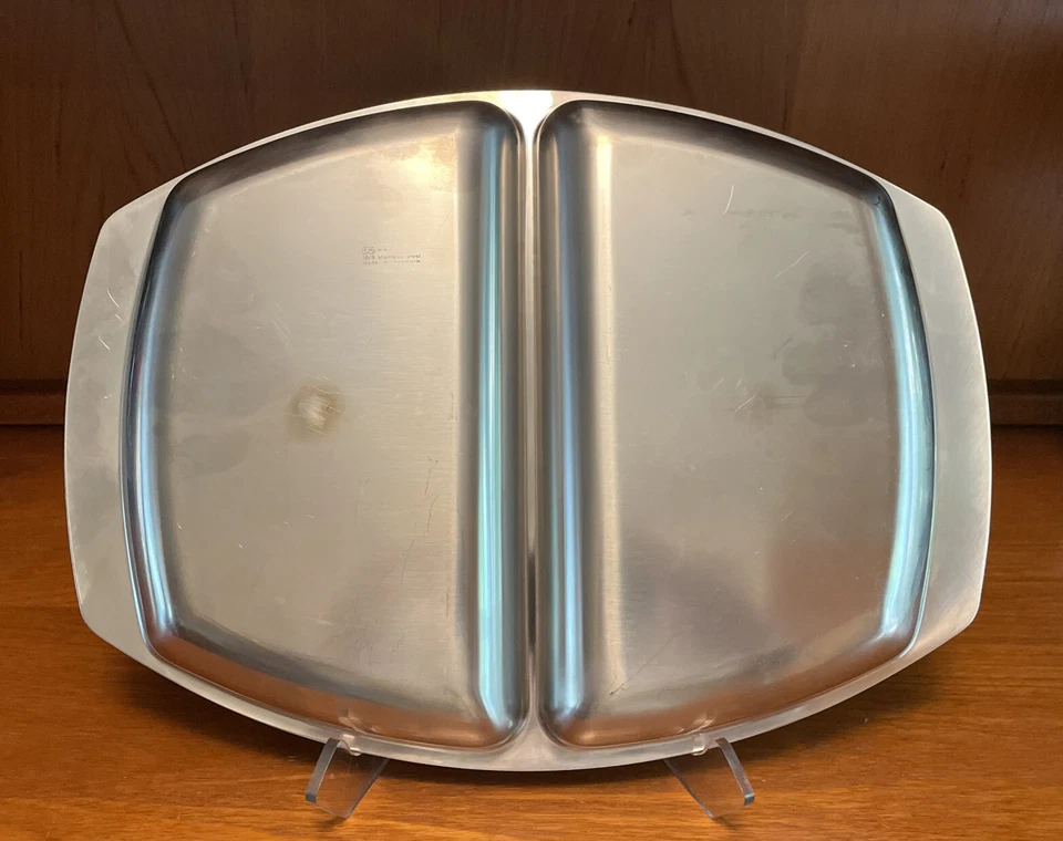 Vintage Mid Century Kalmar  Stainless Steel Denmark Divided Serving Tray. - Image 2 of 4