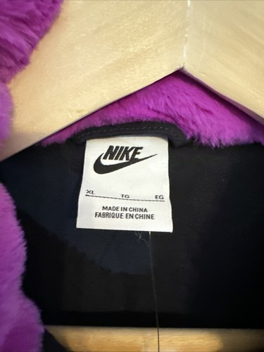 Nike Faux FUR Jacket Coat Big Kids XL 16-18 Purple Black Over Swoosh (10) - Picture 10 of 23