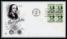 US FDC # 1279 1 1/4c Gallatin ArtCraft Block L.Cancel 1967, 9d325
