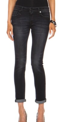 R13 Women s Low Skinny Jeans Sz 25 in Dirty Black Italy R13WM4011-32 (E