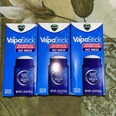 Vicks VapoStick Solid Balm No Mess easy To Use Quick Dry (35g) 3 Pc.