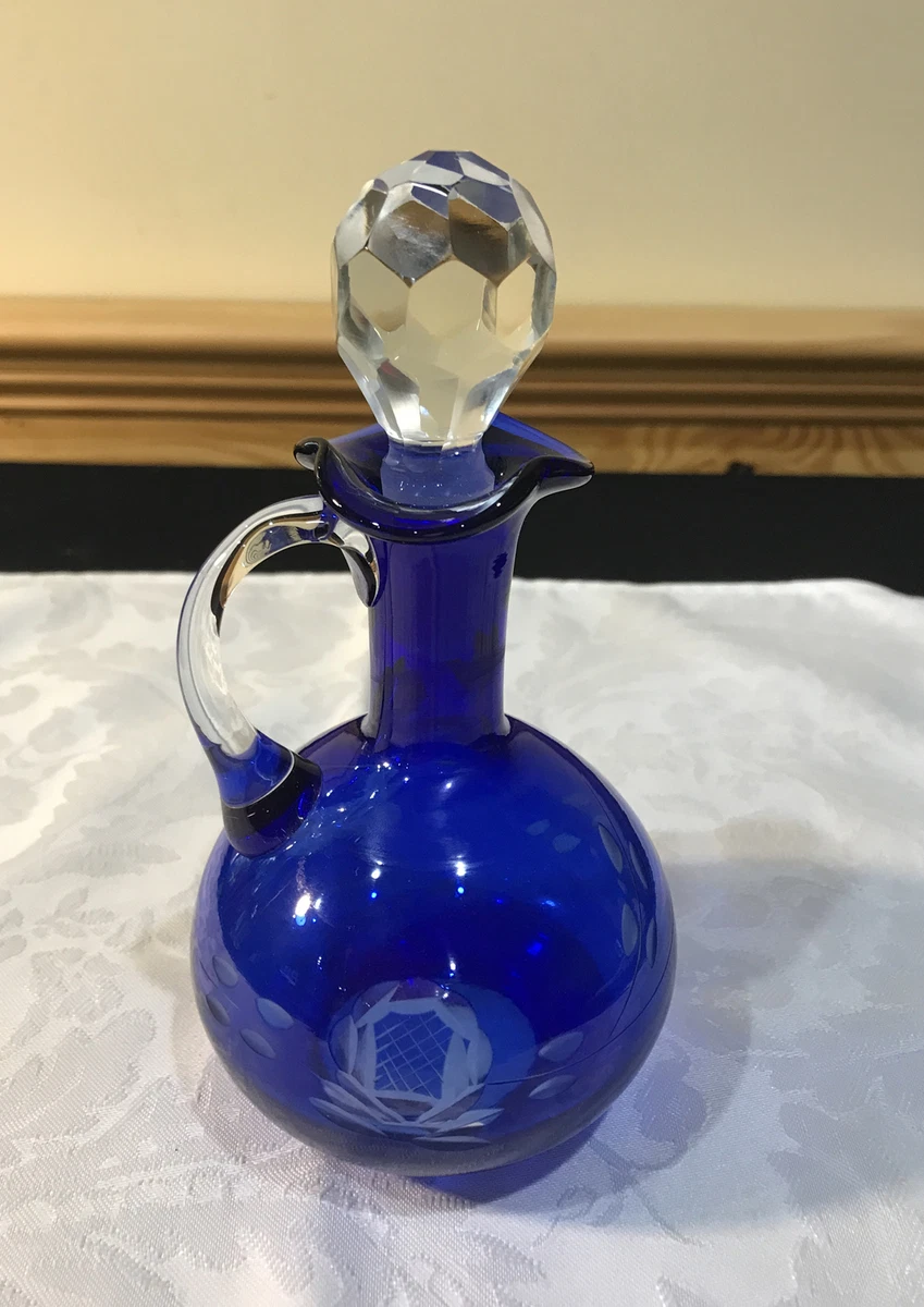 Victorian Royal Blue Cut Glass Cruet Set, 57 OFF