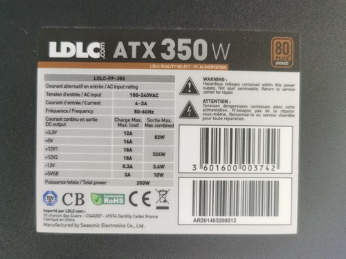 Alimentation PC - Chieftec - GPF-350P - 350 Watts - Efficacité >85