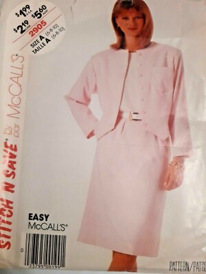McCall's Stitch N Save 2905 Skirt Jacket Suit Sewing Pattern Ladies 6 8 10 UC