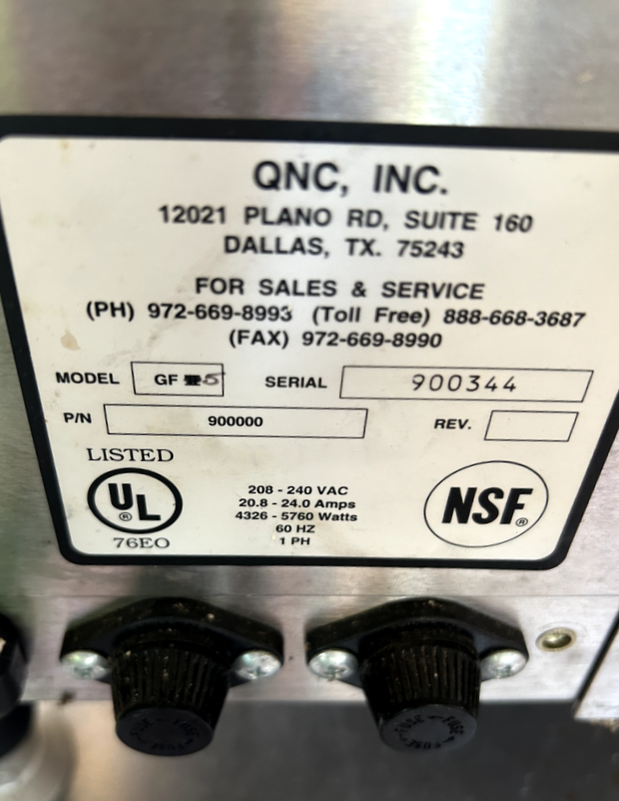 Quik n Crispy Model GF5 Greaseless Ventless Commercial Electric Air