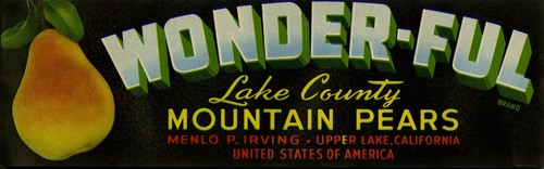 Wonder-Ful Brand Pear Crate Label - Lake County California - 第 1/1 張圖片