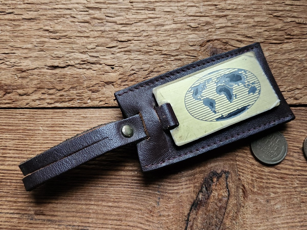 NOS Lilly Globe on Brass Brown Cowhide Leather Luggage