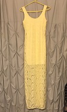 Charlotte Russe Floral Yellow Lace Sleeveless Dress Size XS  full length