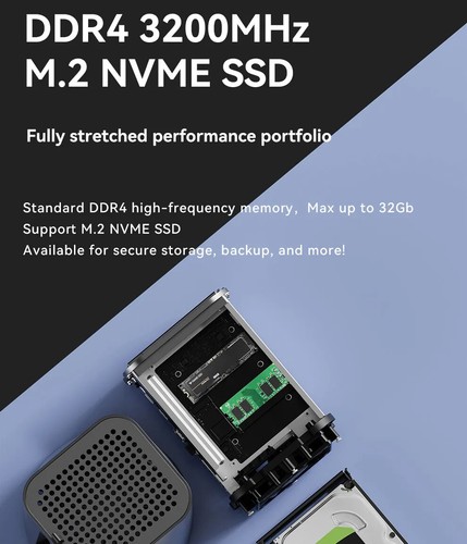 NAS Mini PC Barebone Kit with AMD R7 5285U/N100 DDR4 M.2 NVME 2280 WiFi6 Linux - Picture 3 of 22