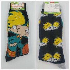 2 Pair Nickelodeon Hey Arnold Socks Adult Shoe Size 6-12 Crew Football Head S1 M