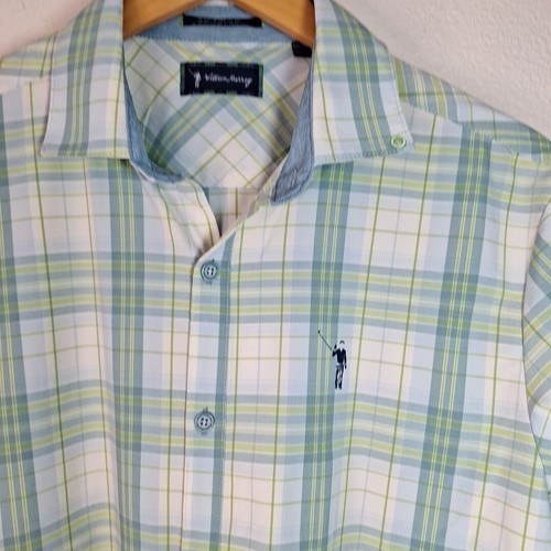 William Murray Shirt Mens Medium Green Plaid Long Sleeve Vented Golf Performance - Picture 2 of 13