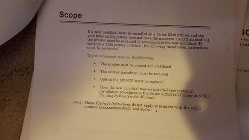 SCITEX Kodak Versamark 5120 5240 Printer Enhancement Upgrade Instructions Manual - Picture 4 of 6