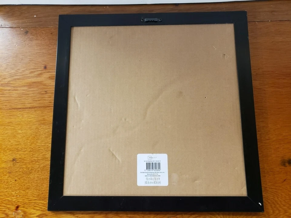 Espejo de pared con marco, 16" x 16", pilares negros Foto 2 de 2