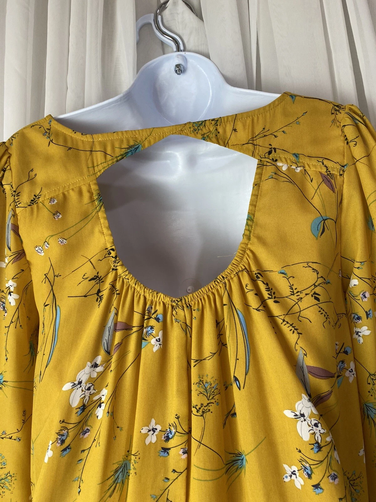 VETEMENTS Abito Jodifl donna S giallo floreale manica lunga foderato tubino boho raccolta autunnale