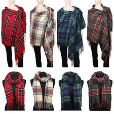 Cashmere Feel Blanket Scarf Large Scottish Tartan Plaid Shawl Wrap Winter Warm