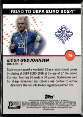 199★サッカー★eidur gudjohnsen★prostars 2023 Pristine Road to UEFA 2024 Eidur Gudjohnsen Iceland #79 | eBay