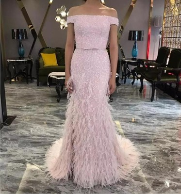 feather formal gowns