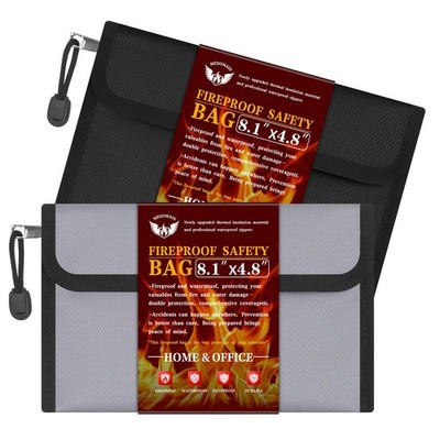 Small Money Bag (8.1  × 4.8 )，Zippered Fireproof Waterproof Document Bag， Saf...