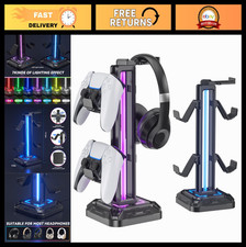 RGB Headset Stand with 9 Light Modes - Rotatable Headphone Holder Controller H