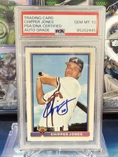 1991 Bowman Chipper Jones #569 (RC) PSA IP Auto Gem Mint 10 Braves