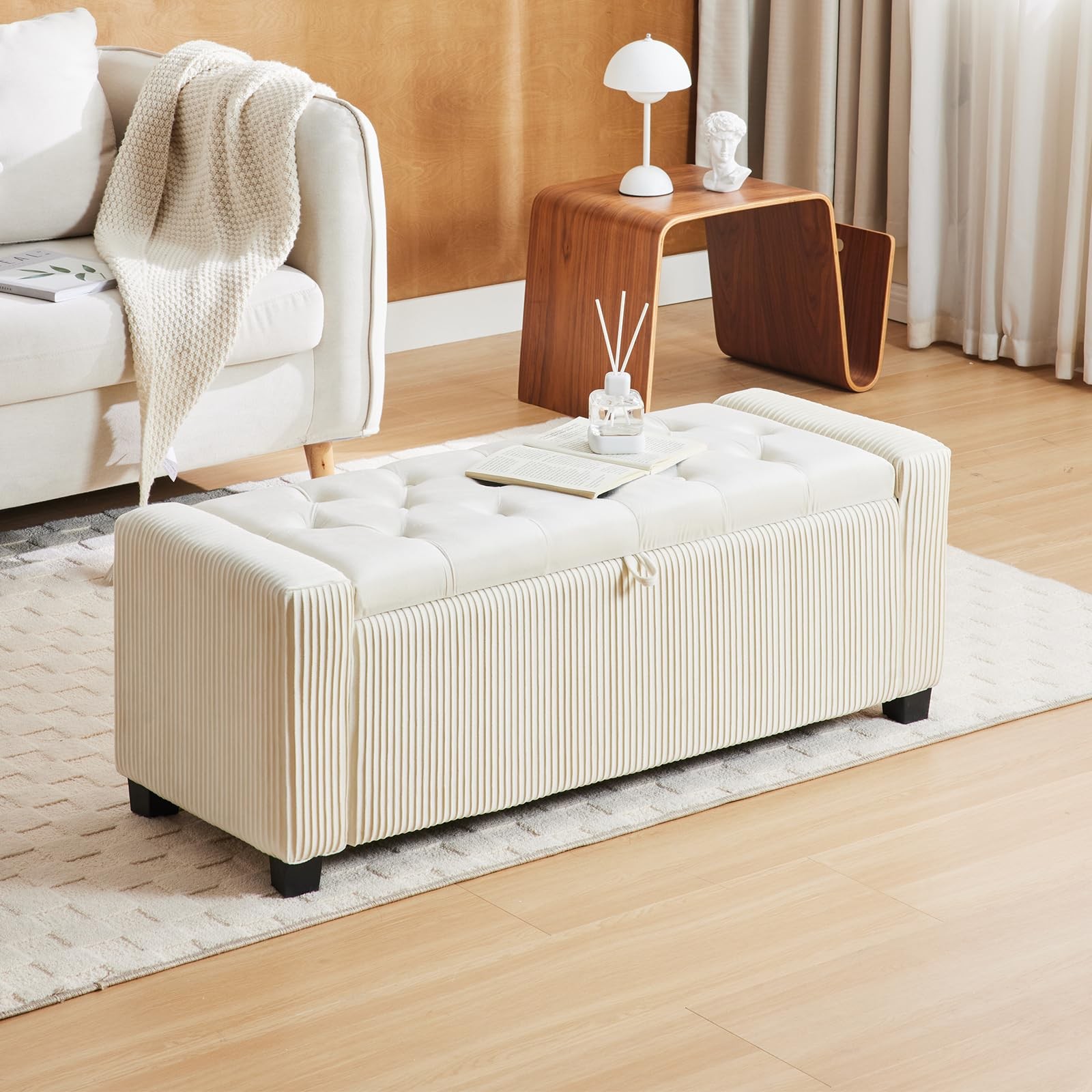 Ottoman Storage Bench for Bedroom End of Bed,Rectangular Entryway and Window