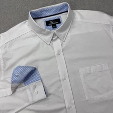 JOHNSTON & MURPHY XC Flex Shirt Mens Large White Button Up Flip Cuff