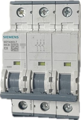 Siemens 5SY4303-7 3-Pole 3A C-Curve 400V Miniature Circuit Breaker Sentron