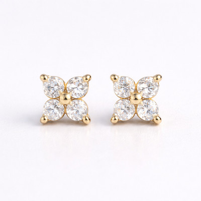 Kleeblatt Ohrstecker 9 kt Gold auf Silber Blumen Design 5 mm Paar in Geschenkbox