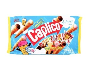 Glico Caplico Mini Cones, Milk, Strawberry, Chocolate Flavors 82.5 g 2 Packs Ice