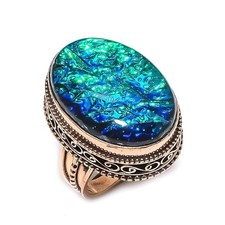Blue Triplet Opal Gemstone Copper Jewelry Ring Size 8.5 w339