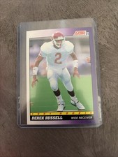 1991 Score NFL Vintage Rookie Card #576 Derek Russell Arkansas/Broncos. rookie card picture