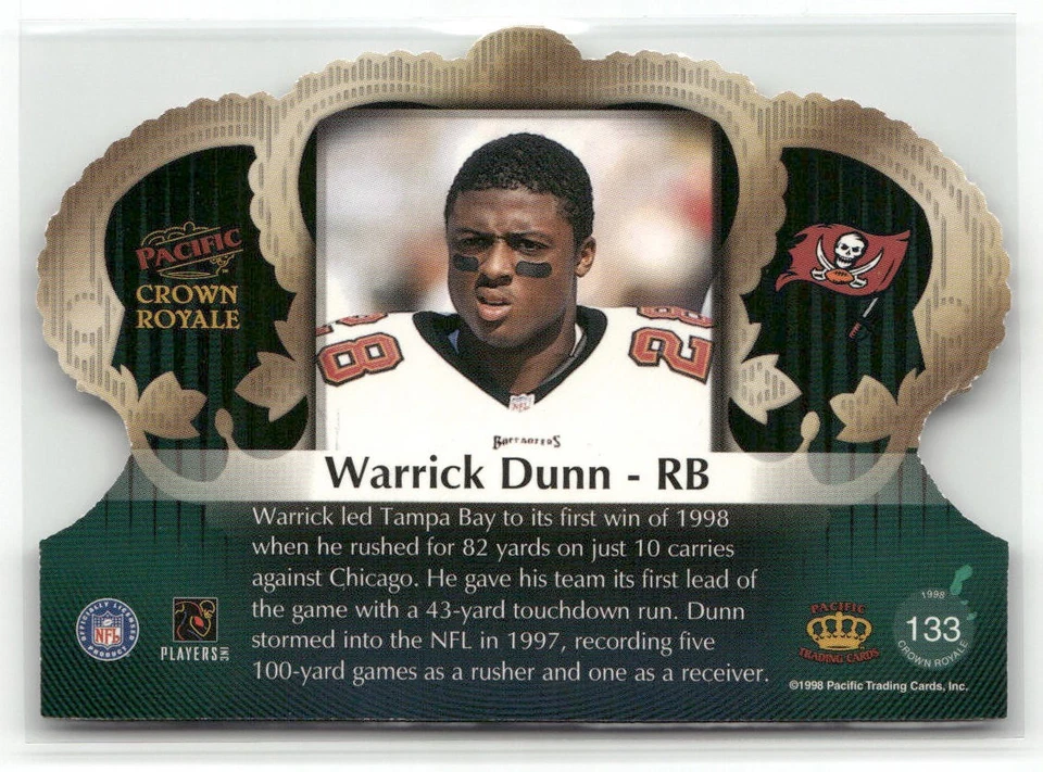 1998 PACIFIC CROWN ROYALE #133 WARRICK DUNN TAMPA BAY BUCCANEERS - Image 2 of 2
