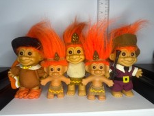 lot vintage russ troll fall theme trolls, native Indian and thanksgiving turkey