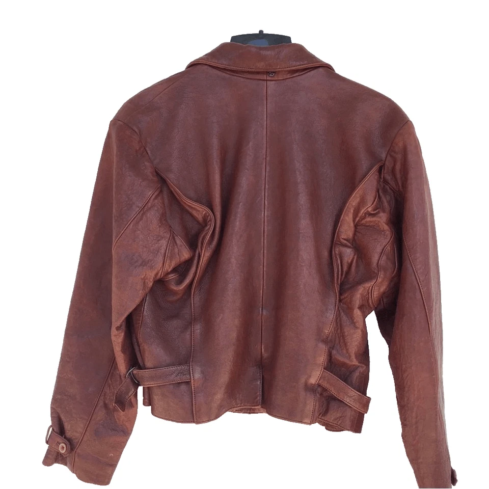 Chaqueta Bomber Sea Dream de Cuero Marrón para Mujer Talla 10 | Forrada en Cuero Genuino Foto 3 de 4