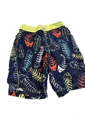 Children's Place Boys Large Swim Shorts Fish Print Neon Waist