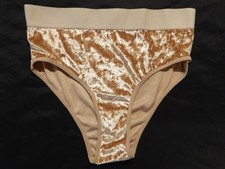 Vintage Brushed Velvet Hi Cut-Hi Waist Panty, Size Large, Gold Color