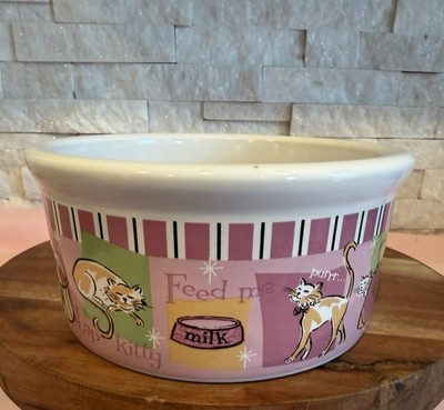 FEED ME CAT Dish Bowl by Riviera Van Beers Signature Stoneware 6'' D 2.75'' H
