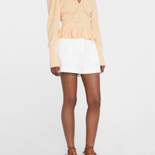 Ulla Johnson Leland Pointelle Sweater Knit Top Honey Peach Cotton M $495 NEW
