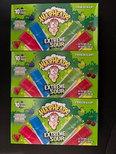 WARHEADS Extreme Sour Freezer Pops - 4 SOUR FLAVORS- 3 Boxes 30 Total Pops 