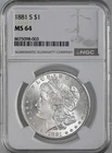 1881-S  $1  MORGAN SILVER DOLLAR  "SAN FRANCISCO"  NGC MS64  #8675098-003