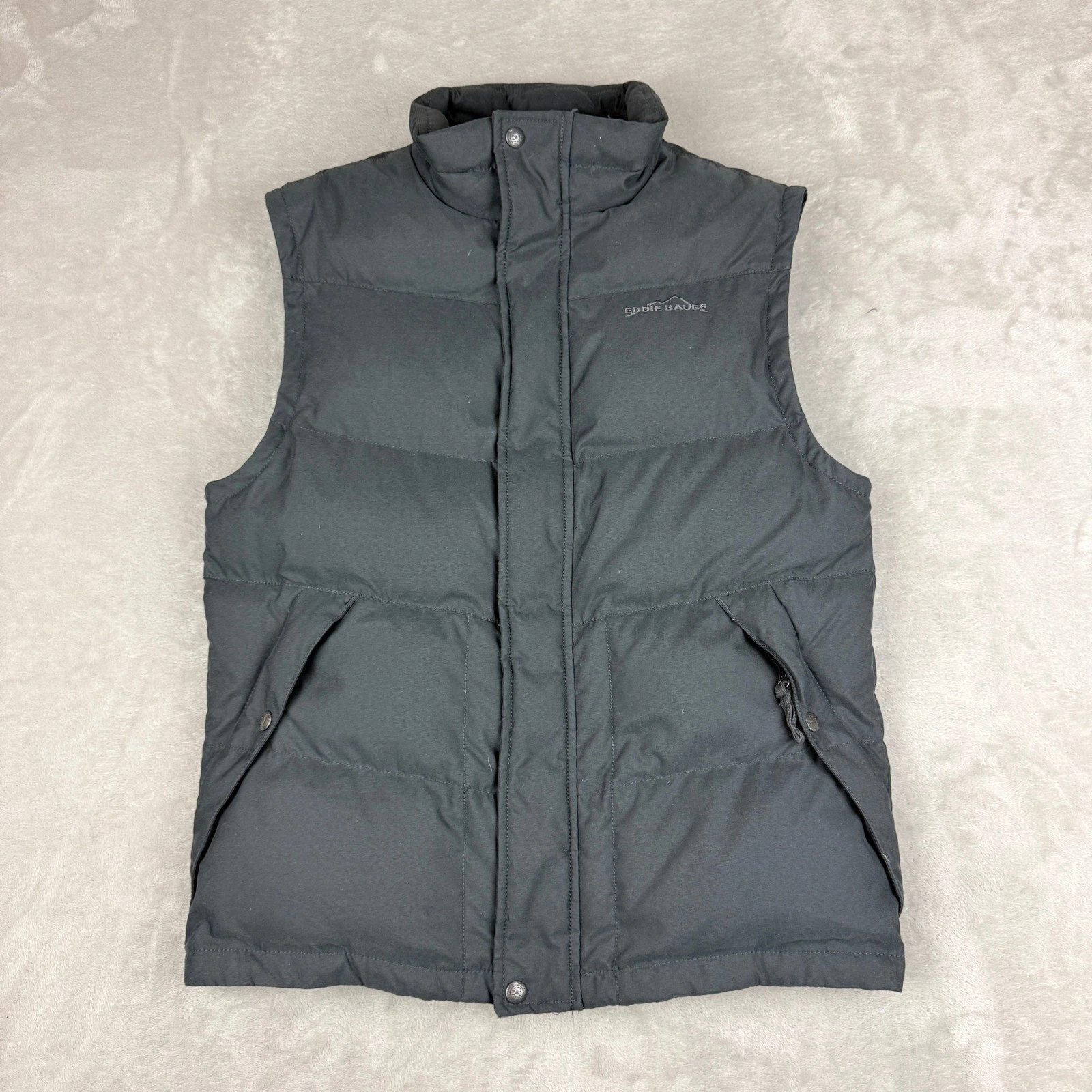 Eddie Bauer Puffer Vest Mens S Black EB550 Goose Down Outdoor Gorpcore Layering
