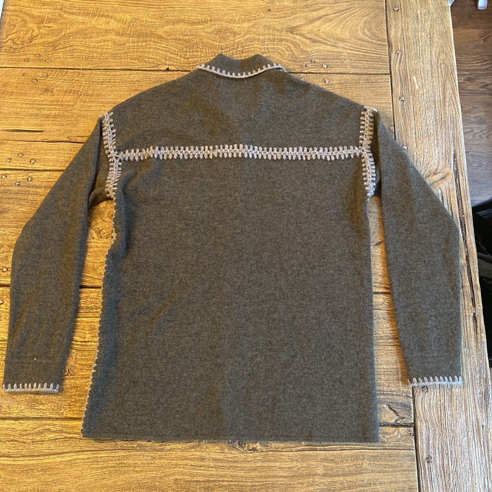 Johnny Was Gray Cashmere Collared Button Down W/ … - image 6