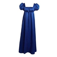 Regency Dresses for Women Luxurious Rhinestone Satin Small Royal Blue