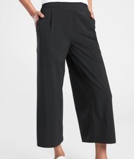 Black ATHLETA Brooklyn Wide Leg Crop Elastic Waist Pleated Pants 26