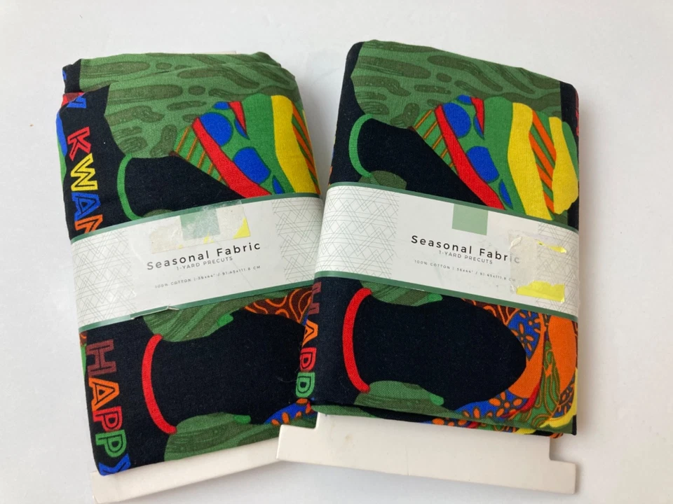 (2) David Textiles Seasonal Fabric 1-Yard Precut, Kwanzaa Celebration Design new - Image 2 of 4